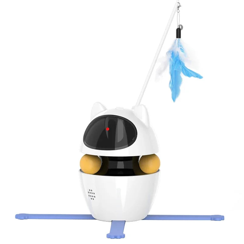 3-in-1 Smart Cat Toy with 360° Laser & 3 Replacement Feather Teasers