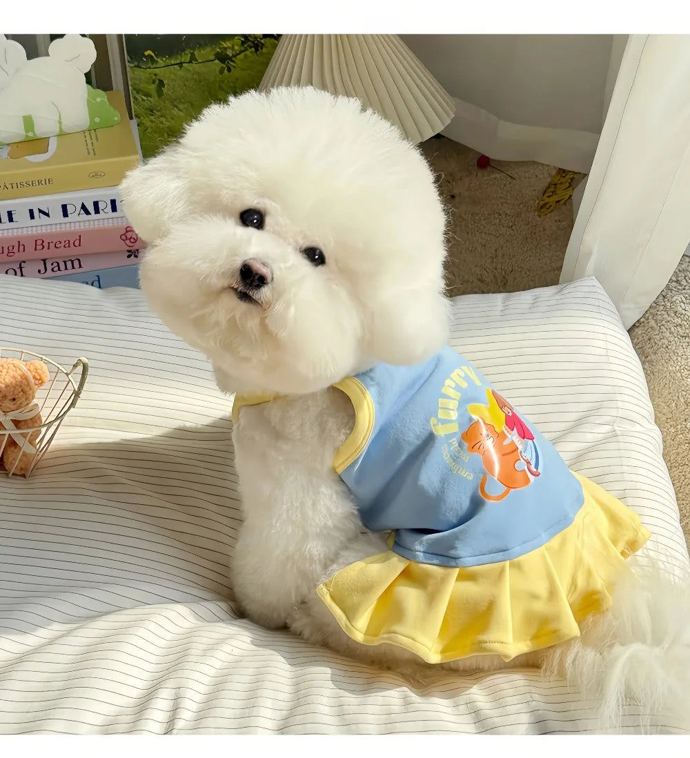 Robe et gilet rafraîchissants 2 en 1 pour petits chiens et chats | Jupe d'été respirante "Princesse" pour Chihuahuas et chiots