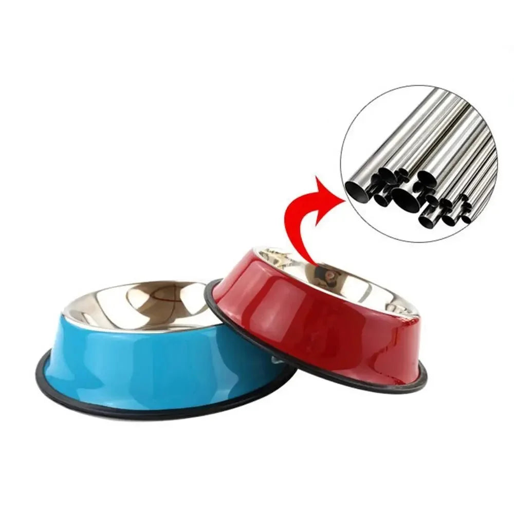 Stainless Steel Anti-Slip Pet Food Bowl for Cats & Dogs