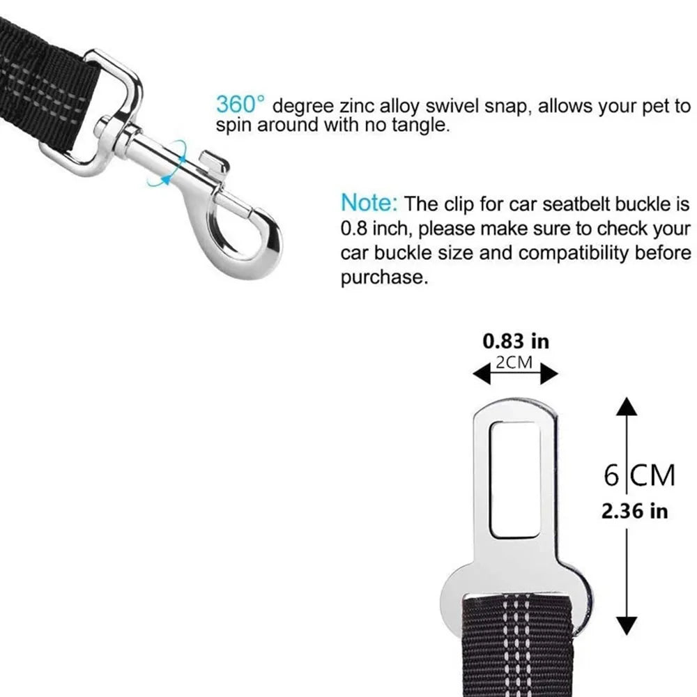 Ceinture de sécurité rétractable pour chien avec bande réfléchissante