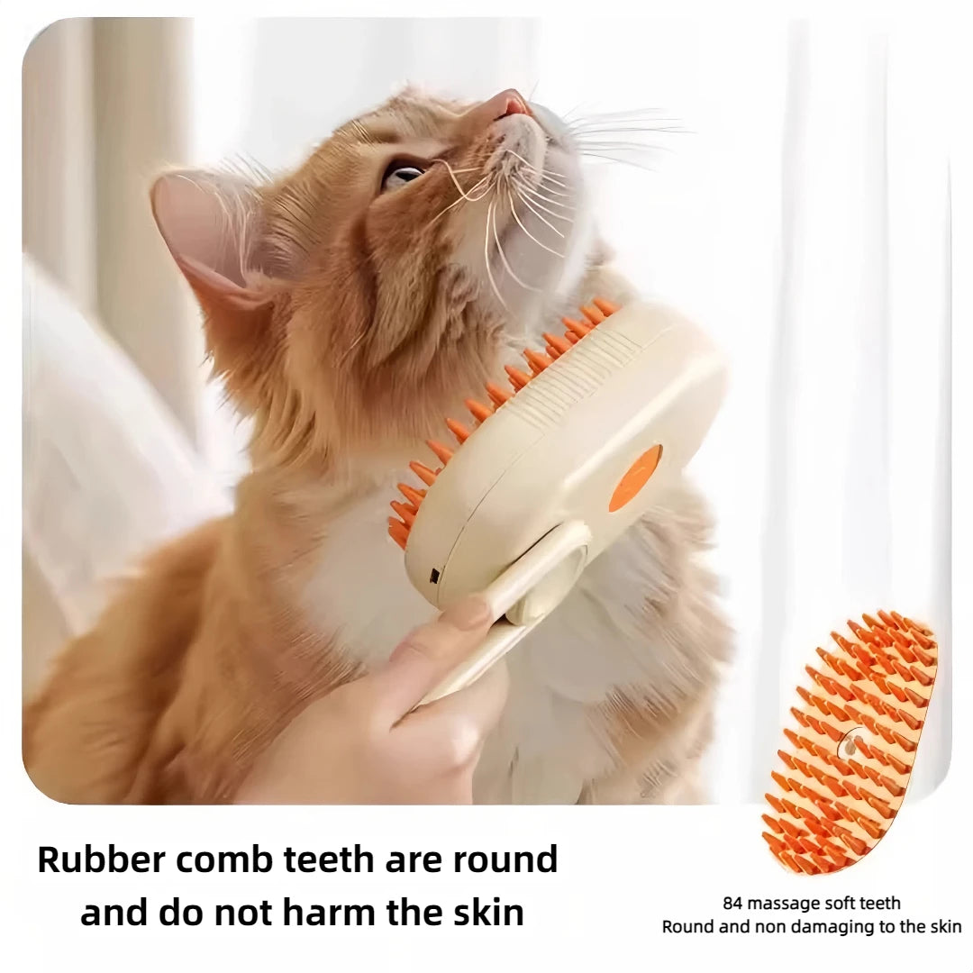 3-in-1 Electric Pet Steam Brush - Grooming, Cleaning & Massage Comb