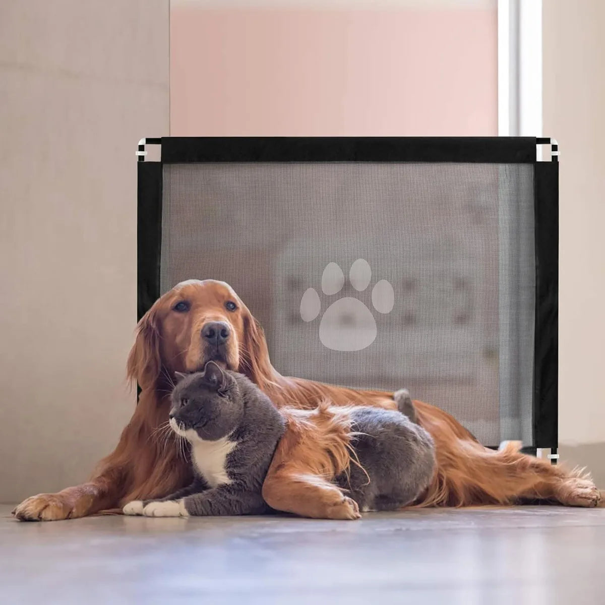Barrière pour animaux de compagnie 99,8 x 80 cm - Barrière en maille adhésive sans perçage pour chiens