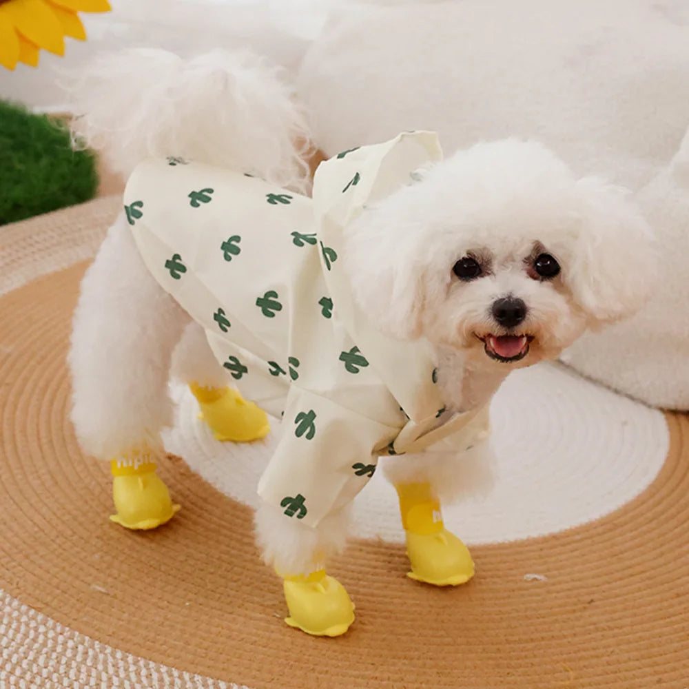 Printed Pet Dog Raincoat Waterproof Pet Hoodie with Traction Hole for Small Dogs Bichon Chihuahua Puppy Chubasquero Para Perros