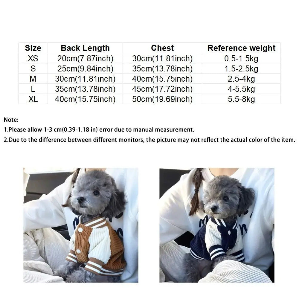 Embroidered Dog Baseball Jacket – Warm Cotton Pet Coat