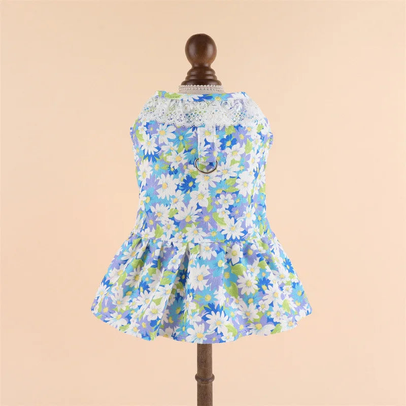 Princess Cooling Dress for Small Dogs & Cats with Leash Ring