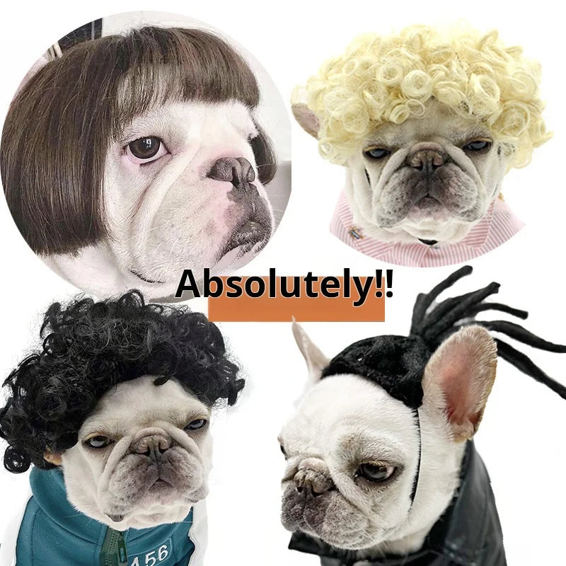 Pet Halloween Wig - Curly & Straight Hair Costume Accessory for Dogs & Cats