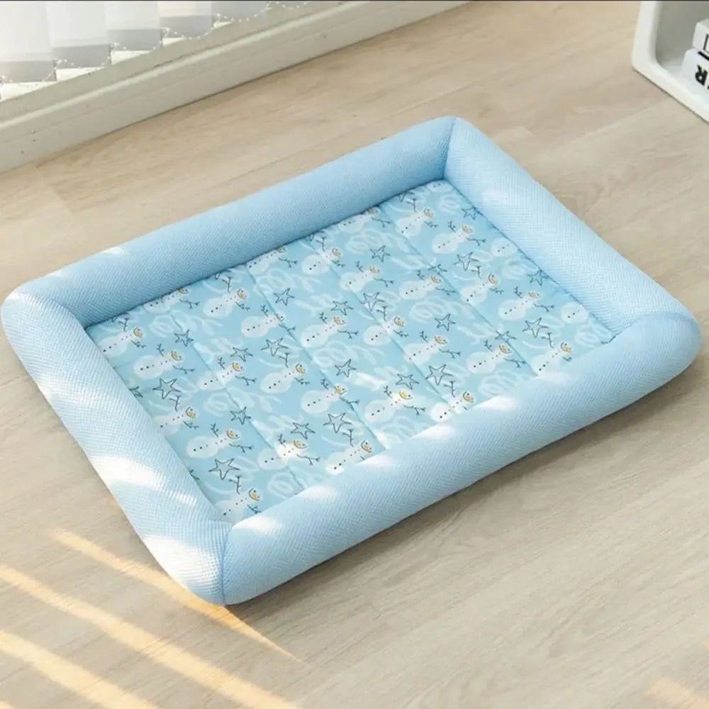 Square Cooling Pet Bed with Neck Support — Breathable, Waterproof & Anti-Slip for Dogs & Cats