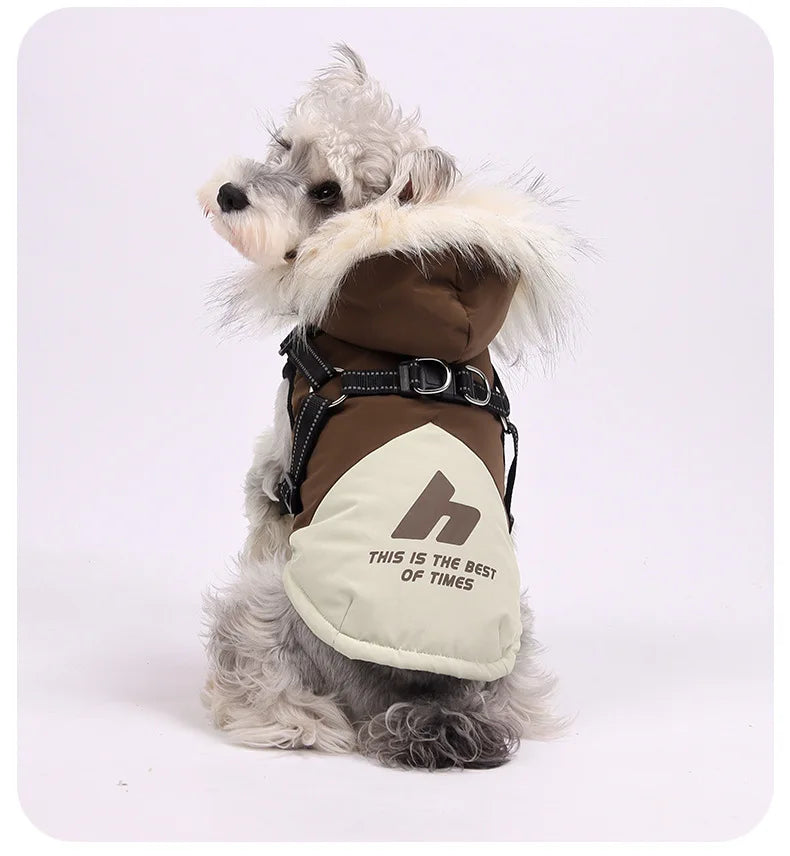 Fleece Hooded Dog Jacket – Warm Plush Winter Coat for Dogs & Cats