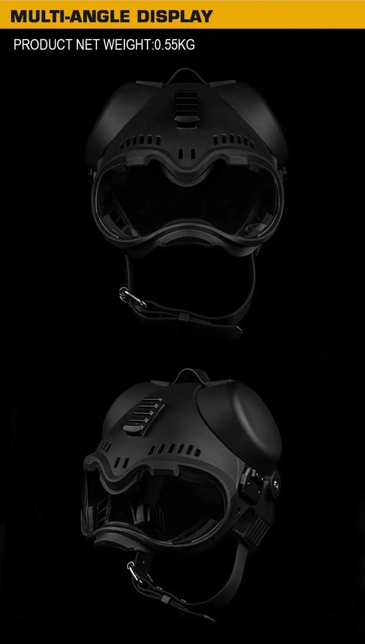 K9 Tactical Dog Helmet with Dual Goggles for Medium & Large Working Dogs