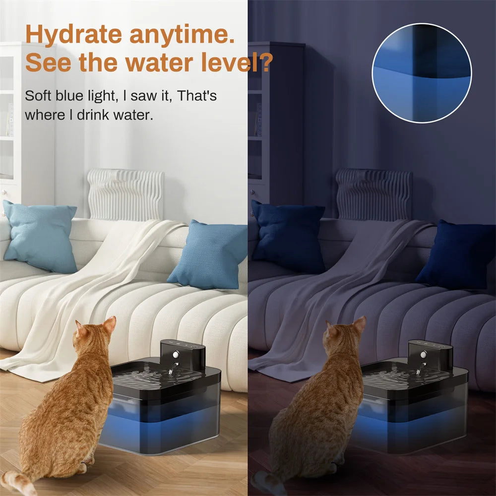 Fontaine à eau sans fil pour animaux de compagnie 2,2 L – Gamelle intelligente à induction pour chats et chiens avec filtre
