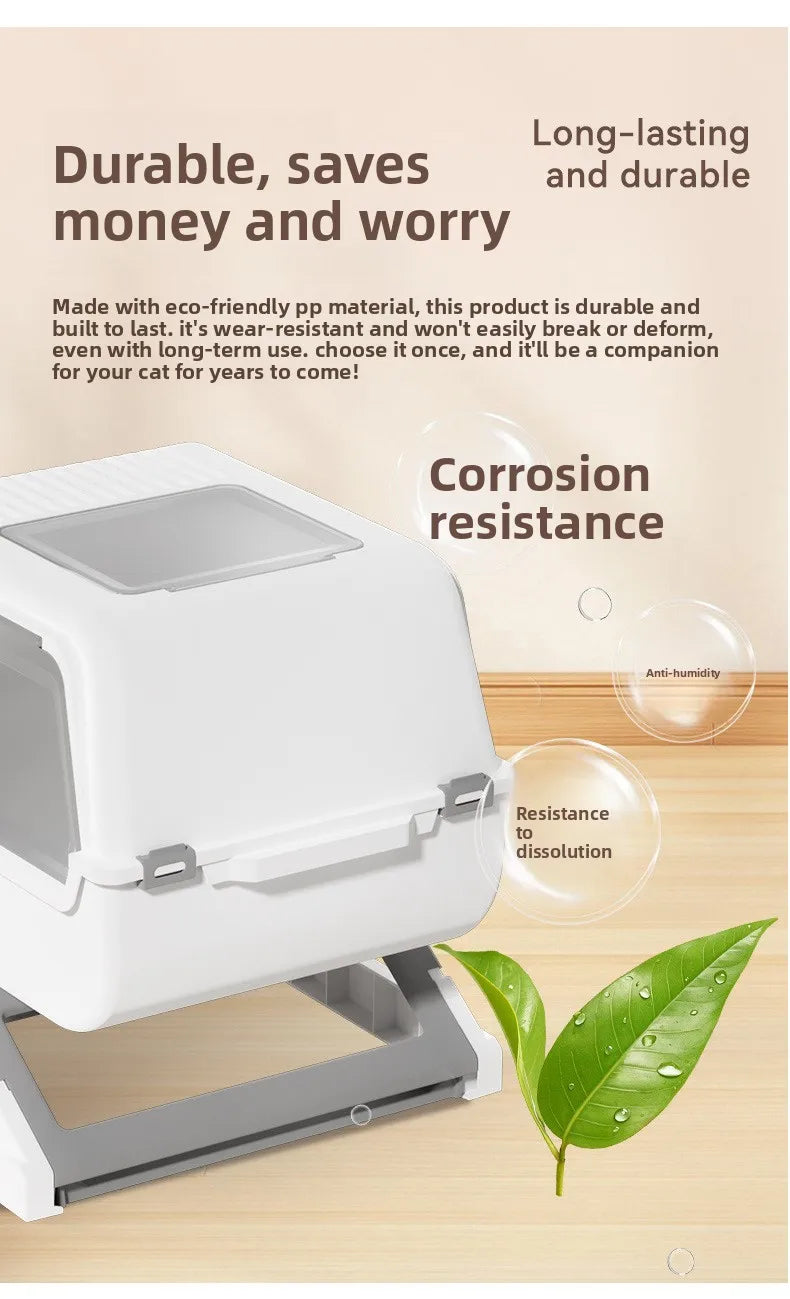 Enclosed Folding Cat Litter Box