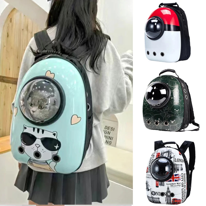 Cartoon Print Breathable Cat Backpack Carrier