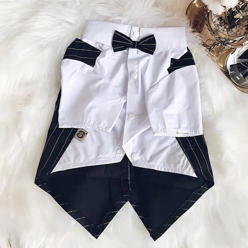 Striped Tuxedo Jacket with Bow for Small Dogs & Cats