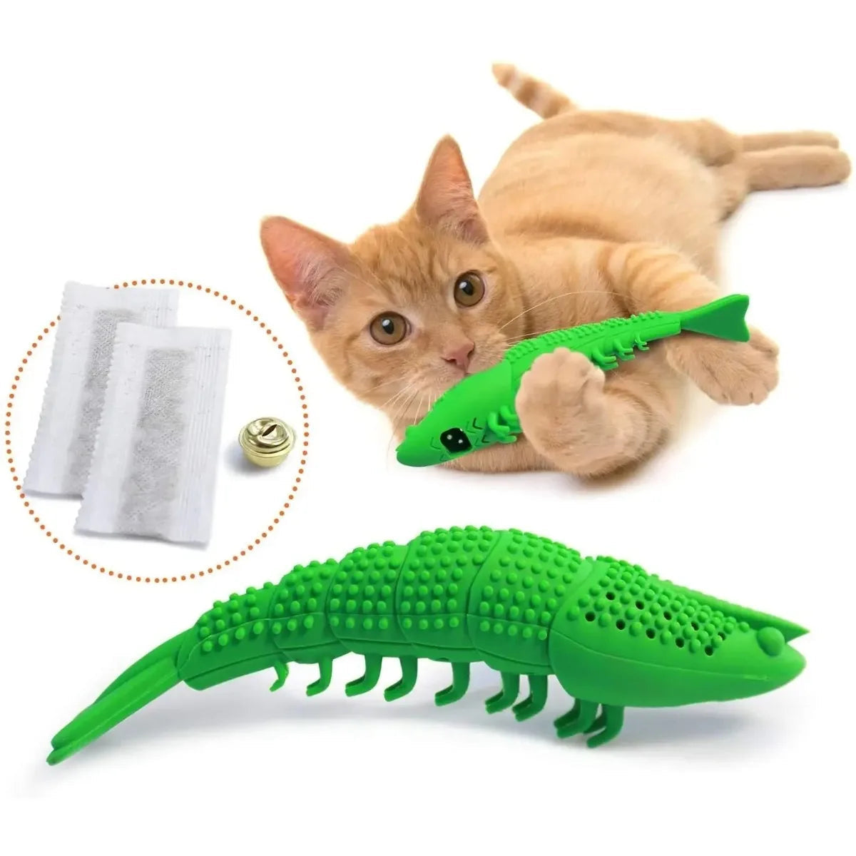 Interactive Cat Toothbrush Chew Toy - Durable Rubber Dental Care and Treat Dispenser