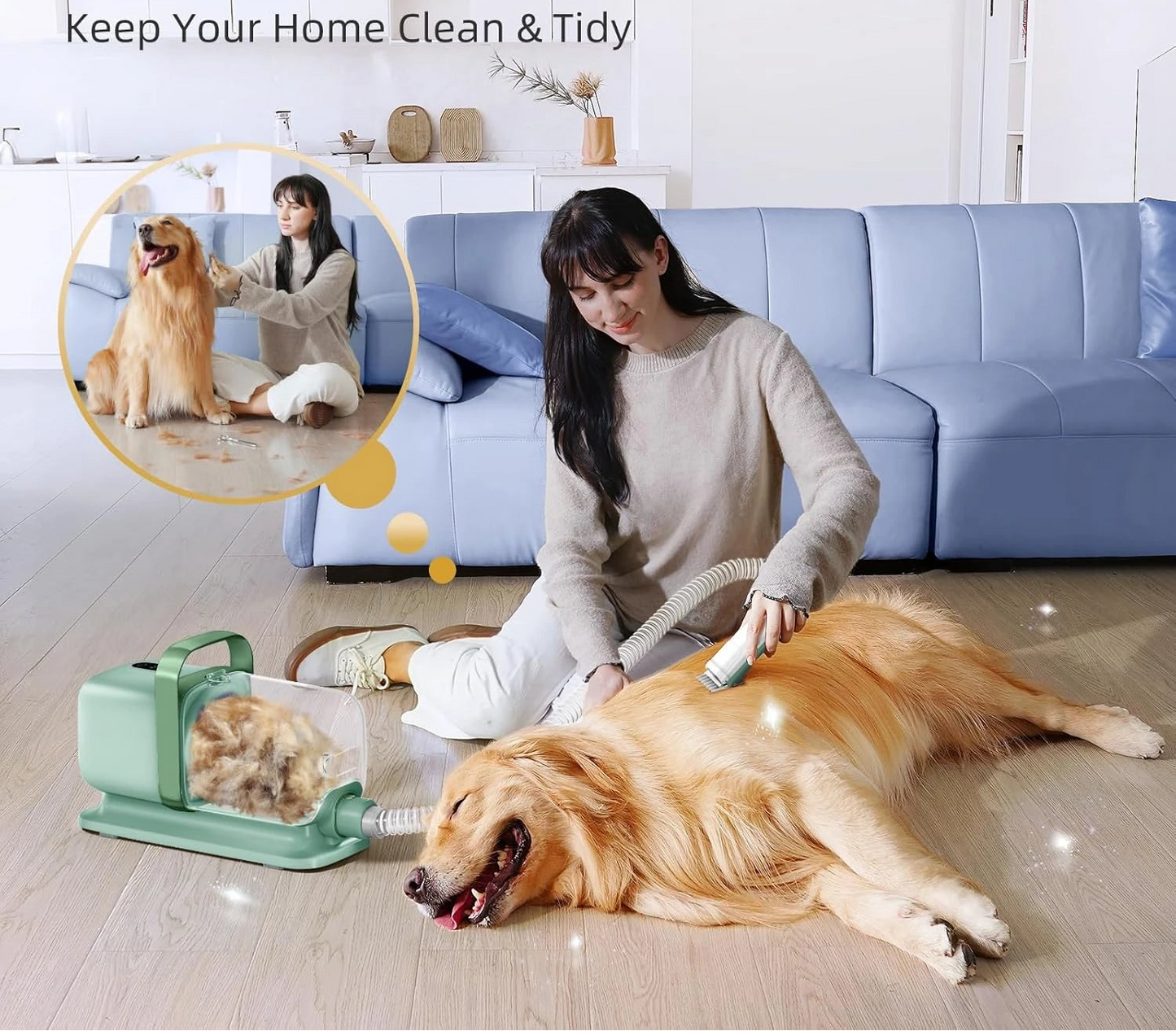 7-in-1 Pet Grooming Vacuum Kit - Professional Clippers and Shedding Tools for Dogs and Cats