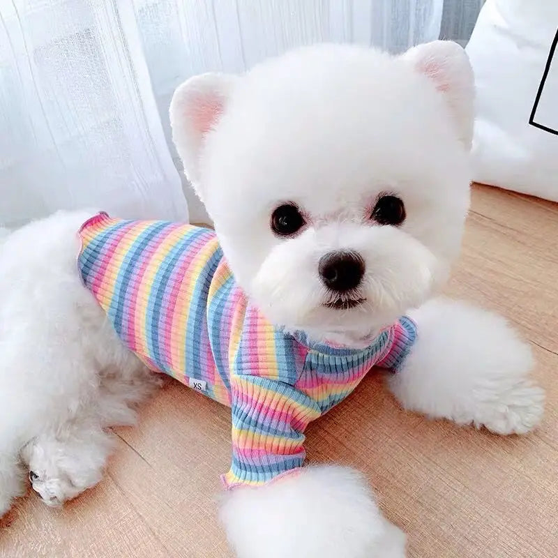 Cotton 100% Cat Dog Vest Summer Pet Clothes Stripe Pullovers for Small Dogs Cats Chihuahua Pomeranian Puppy Ropa Para Perros