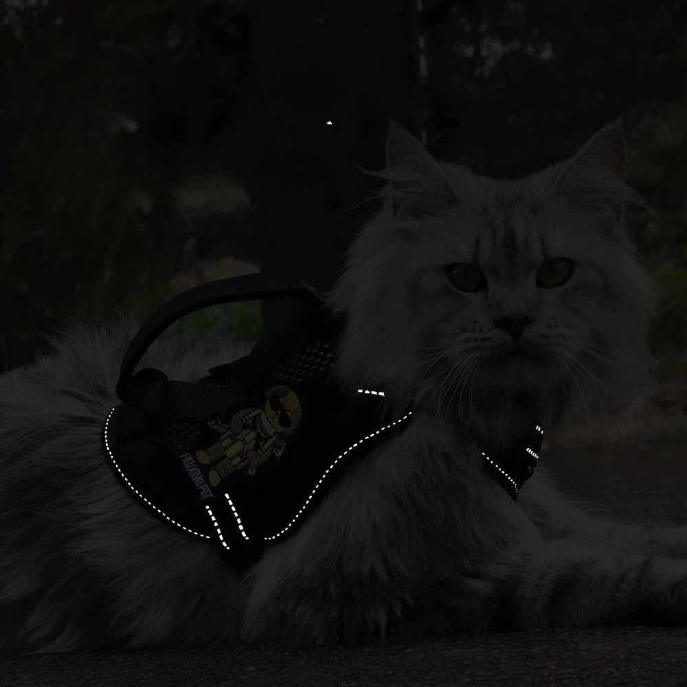 Harnais tactique réfléchissant avec poignée pour chats et chatons