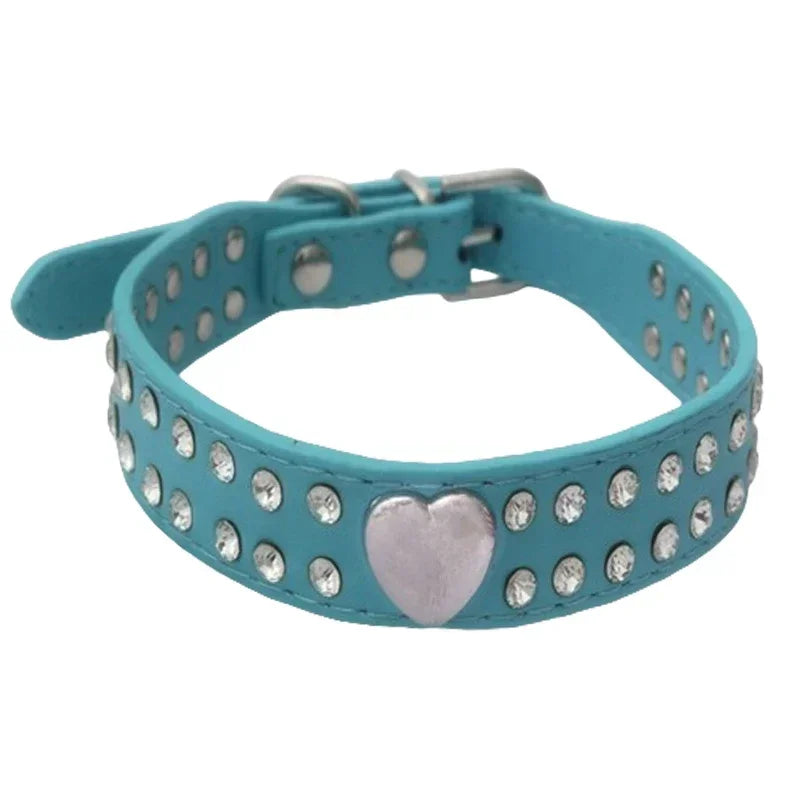Rhinestone Heart Pet Collar