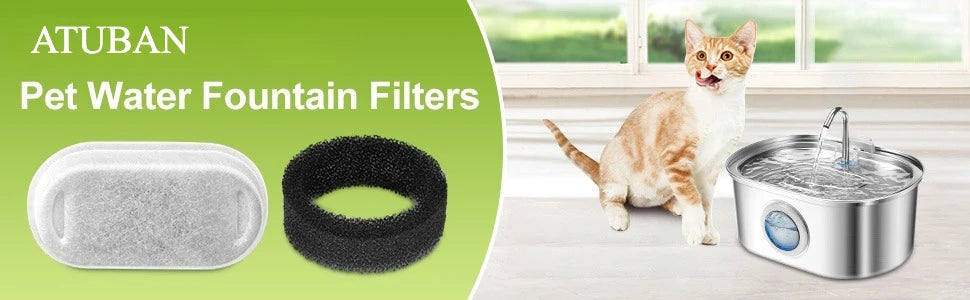 Filtres de remplacement et éponges pour fontaines à eau pour animaux de compagnie - Compatibles avec les modèles 2L et 3.2L
