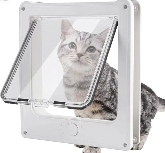 4-Way Cat Door - Magnetic Closure Indoor Pet Door for Cats up to 20lbs