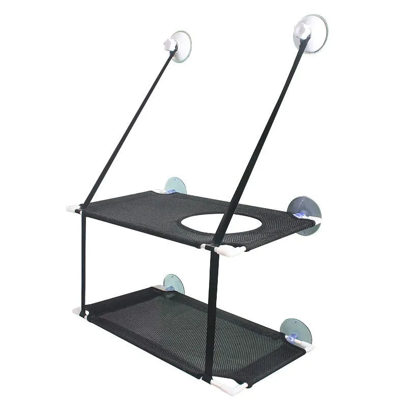 Double-Decker Window Cat Hammock – Suction Cup Bunk Bed for Cats