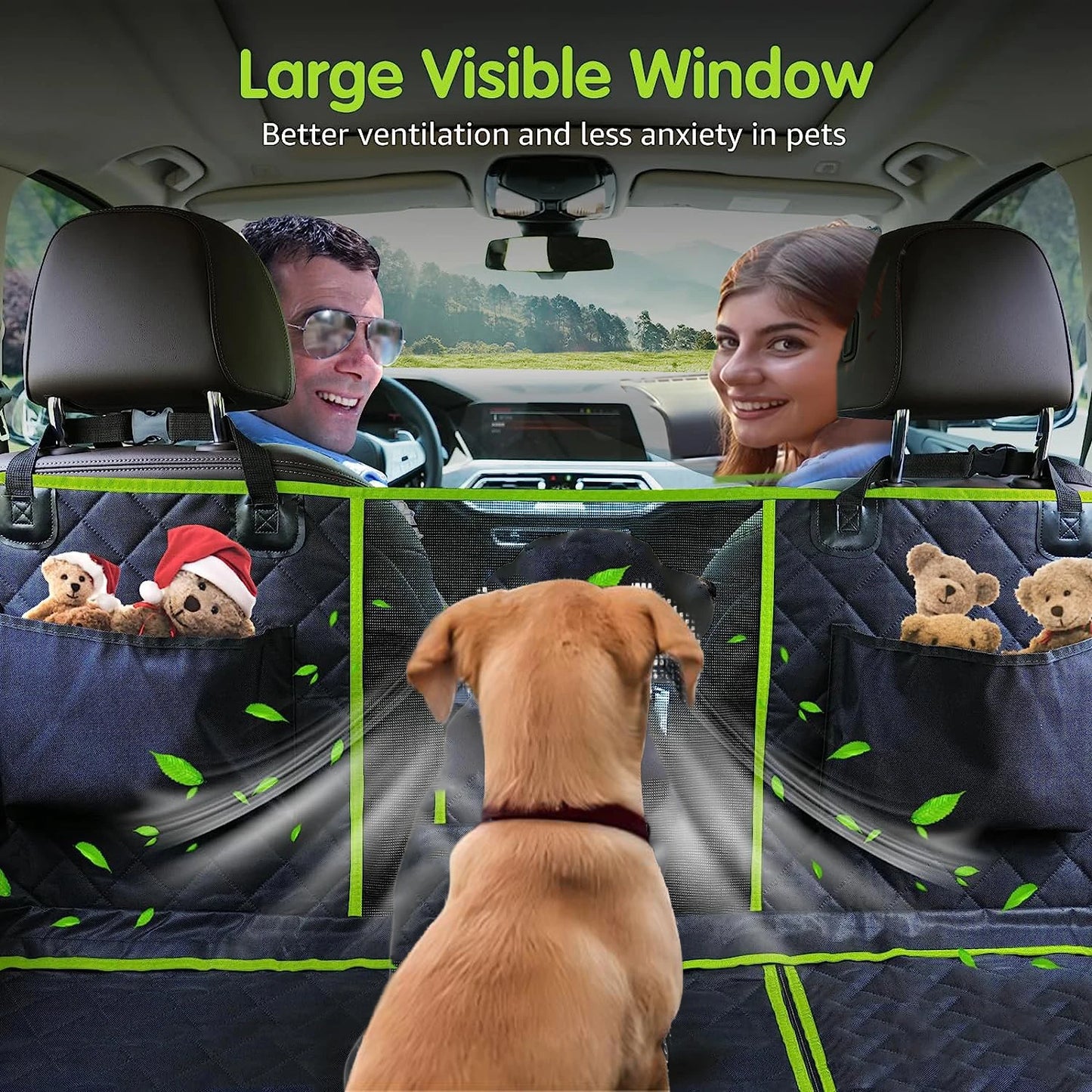 Housse de siège de voiture hamac pour chien 6-en-1 améliorée et imperméable avec fenêtre en maille