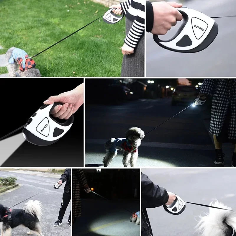 LED Retractable Dog Leash with Fibre Rope