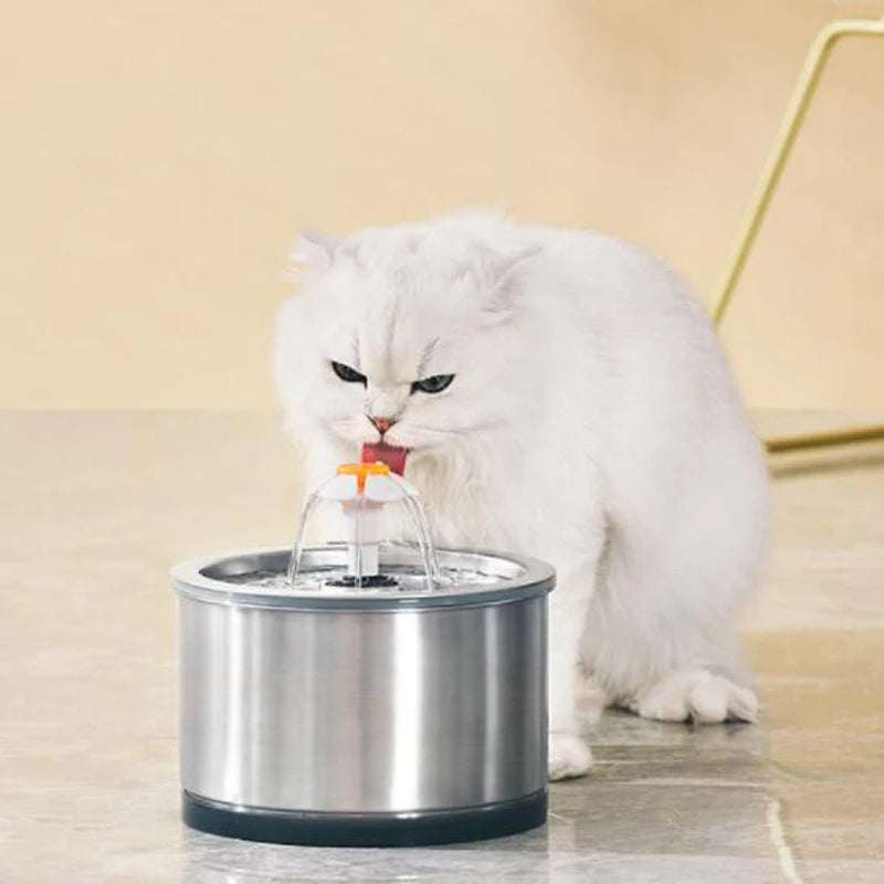 Fontaine à Boire Automatique 2L Avec Filtre Fontaine à Boire pour Animaux en Acier Inoxydable Distributeur d'Eau pour Chiens et Chats