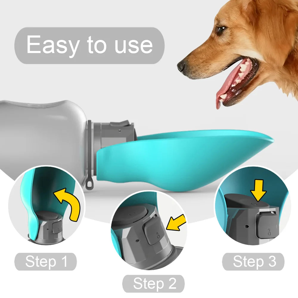 800ml Leakproof Portable Dog Water Bottle with Drinking Bowl