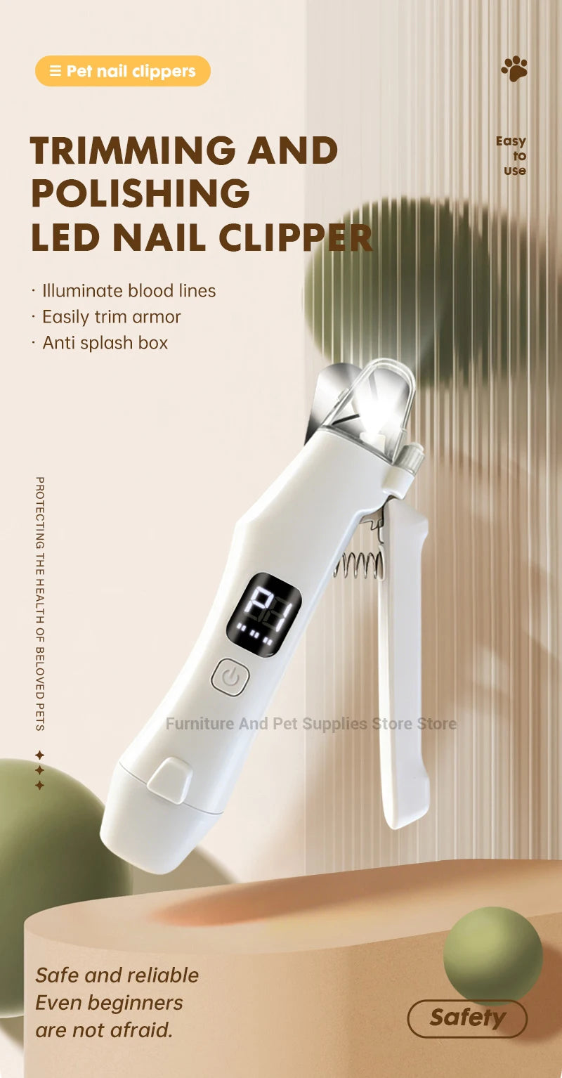 2-in-1 Electric Pet Nail Clipper & Grinder with LED