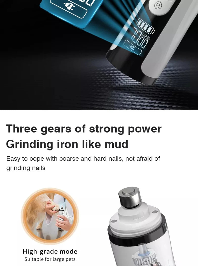 USB Rechargeable Pet Nail Grinder with LED
