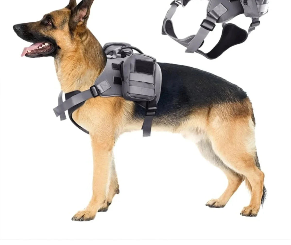 Harnais sac à dos pour chien avec sangles réglables et poches latérales