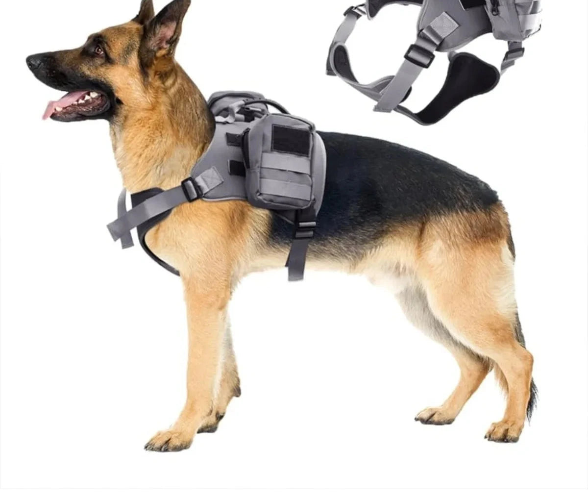 Harnais pour chien robuste avec sac à dos à poches latérales sécurisées