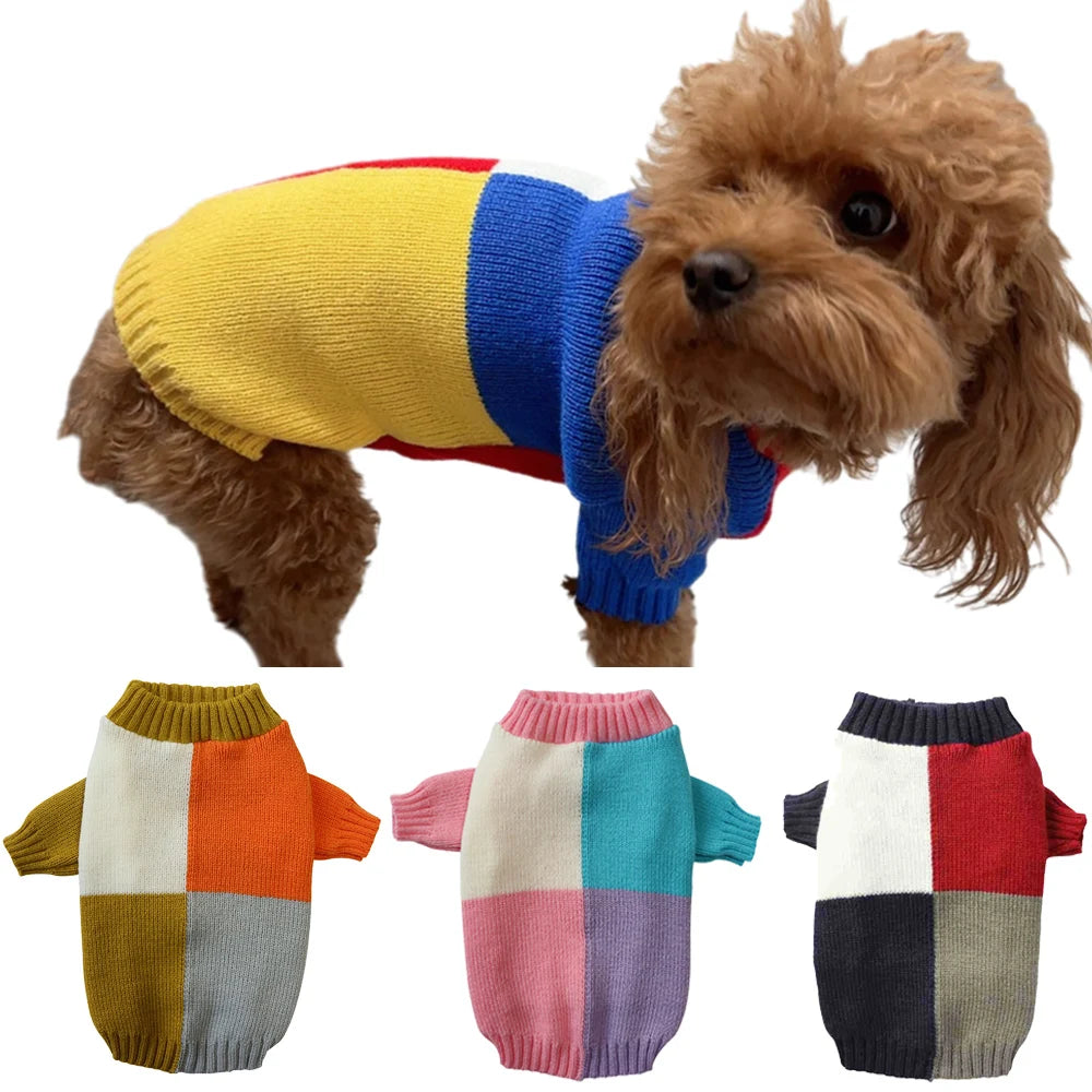 Colour-Block Knitted Sweater for Small Dogs & Cats