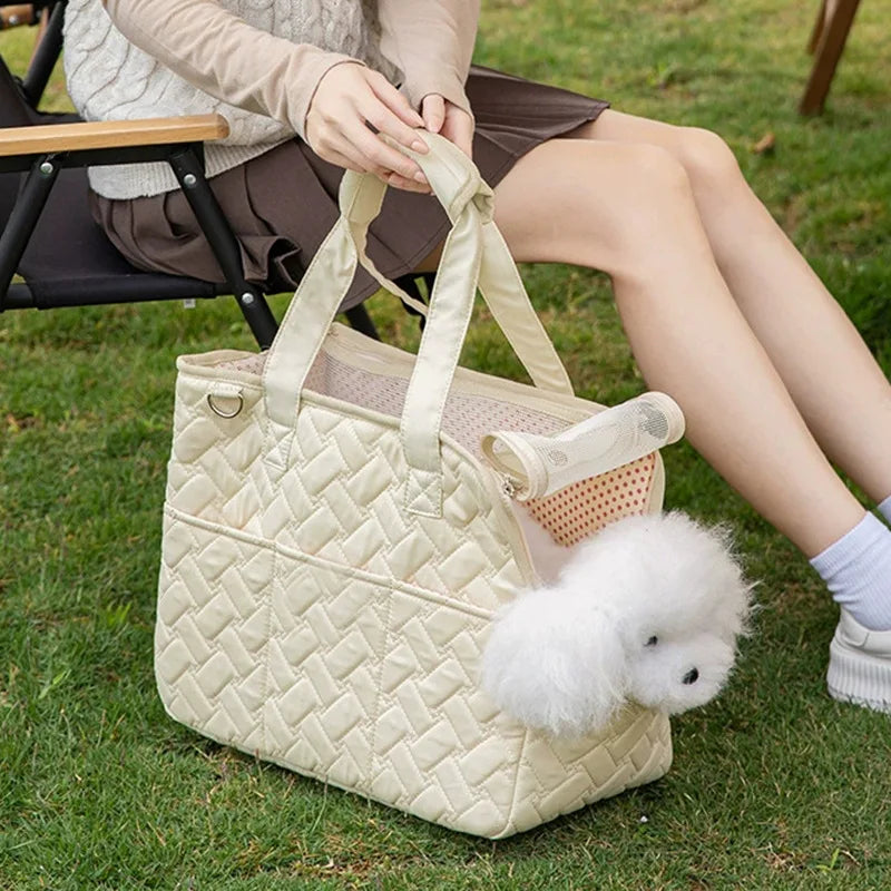 Portable Pet Carrier Tote Bag for Small Dogs & Cats — Breathable Mesh Handbag for Travel & Outdoor Use