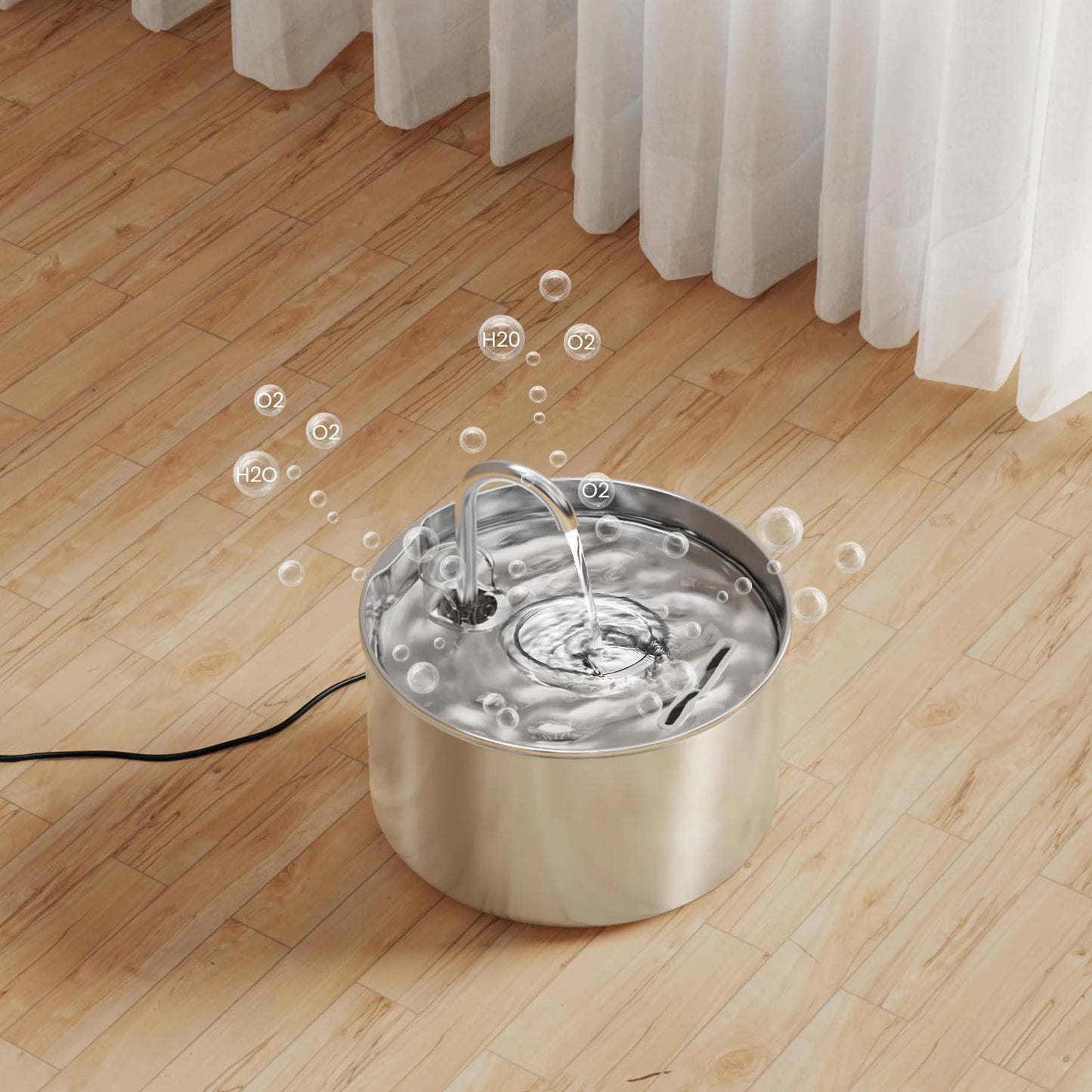 Premium Stainless Steel Pet Water Fountain - 2.2L Automatic Dispenser