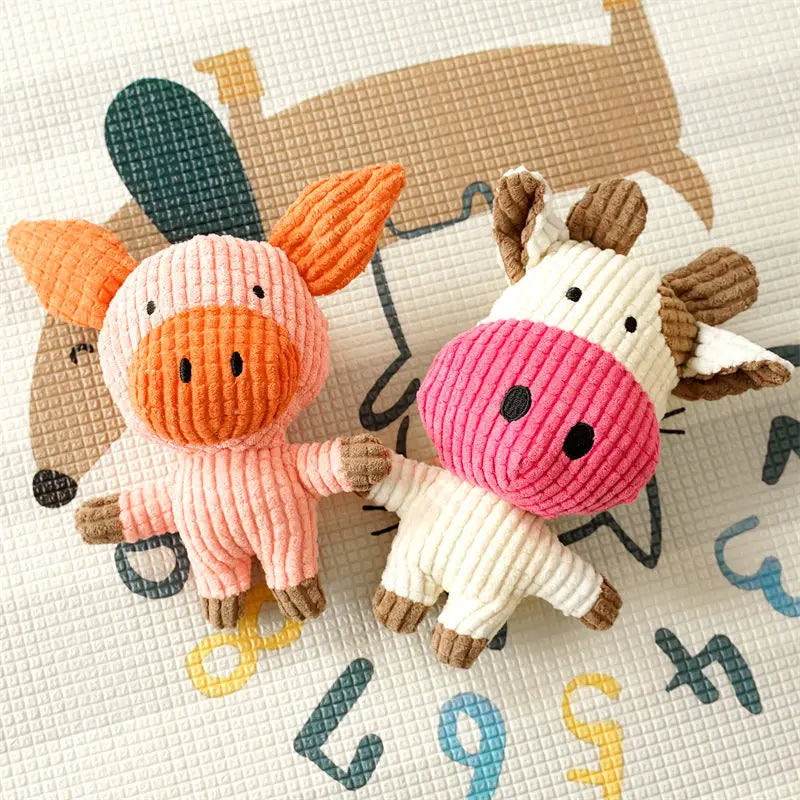 Jouet couineur interactif en peluche pour chien - Jouet à mâcher résistant en forme d'animal