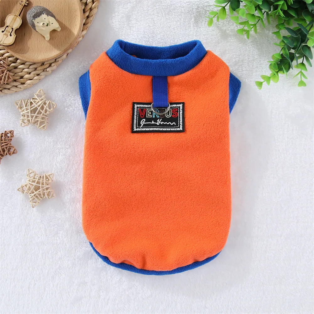 Fleece Vest Sweater with Harness Ring for Small & Medium Dogs & Cats