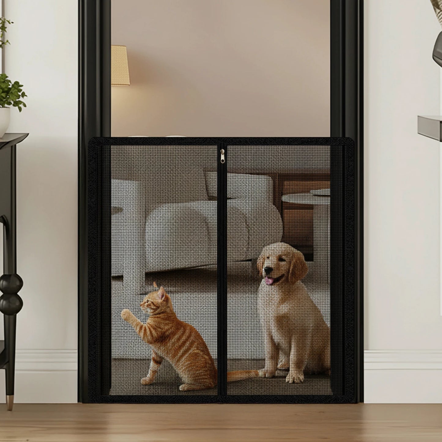 No-Drill Mesh Pet Gate Fence for Cats & Dogs