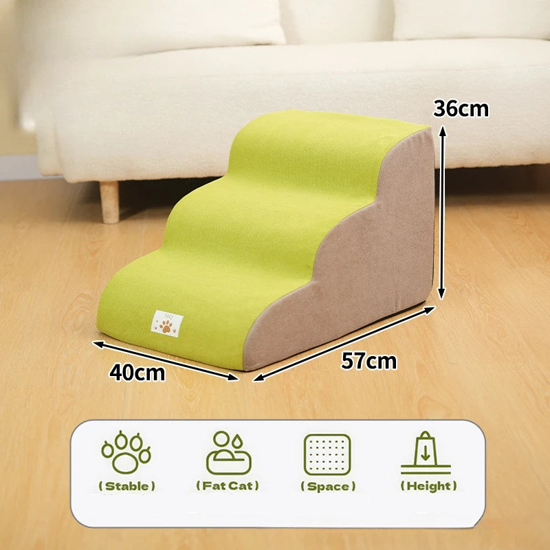 Memory Foam Pet Ramp Stairs for Dogs & Cats – Removable Washable Cover, 2, 3 & 4 Step Options