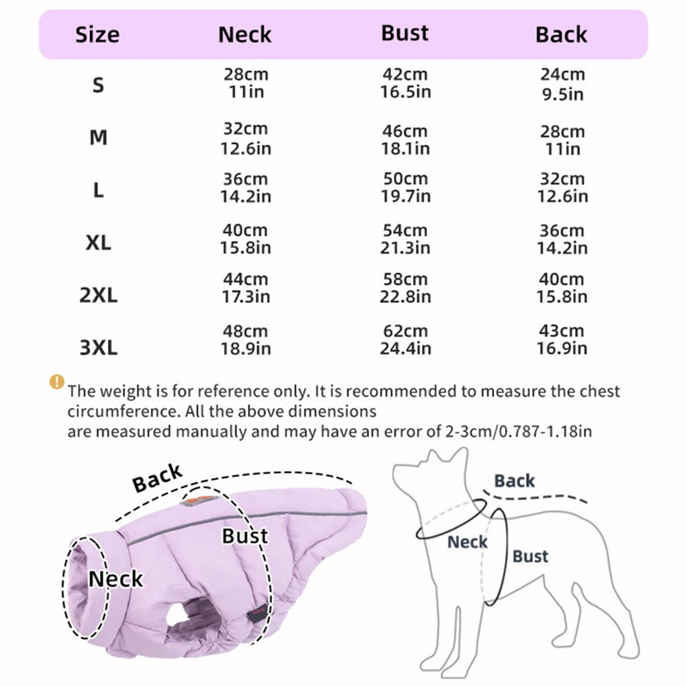 Windproof Reflective Down Jacket for Small Dogs | Harness Hole