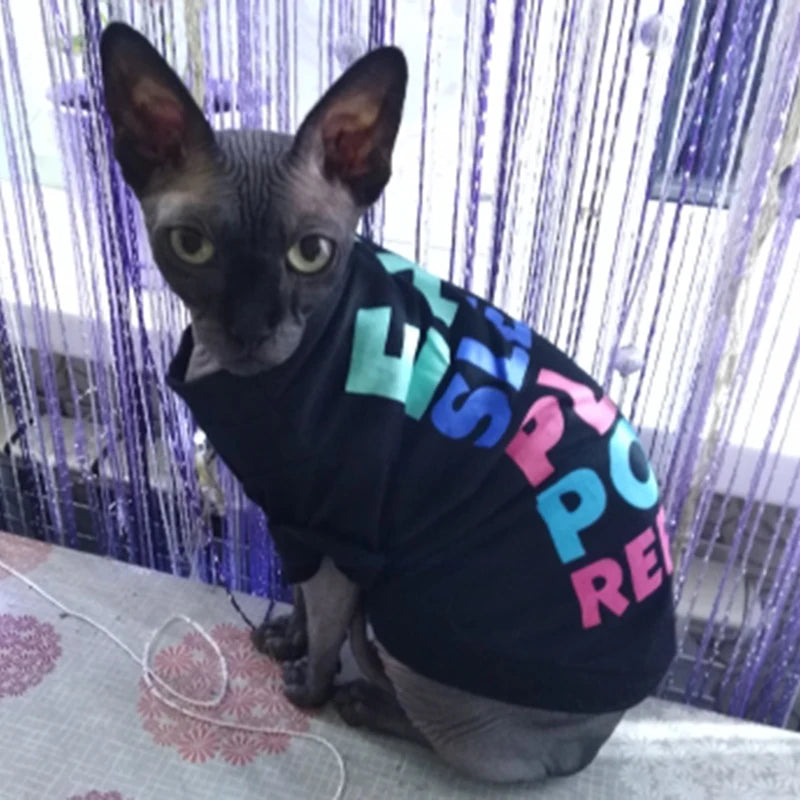 Printed Cotton T-Shirt Vest for Cats & Small Dogs