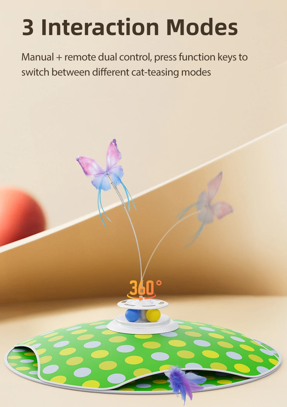 Interactive Hide & Seek Cat Toy - 3-in-1 Smart Feather & Butterfly Teaser