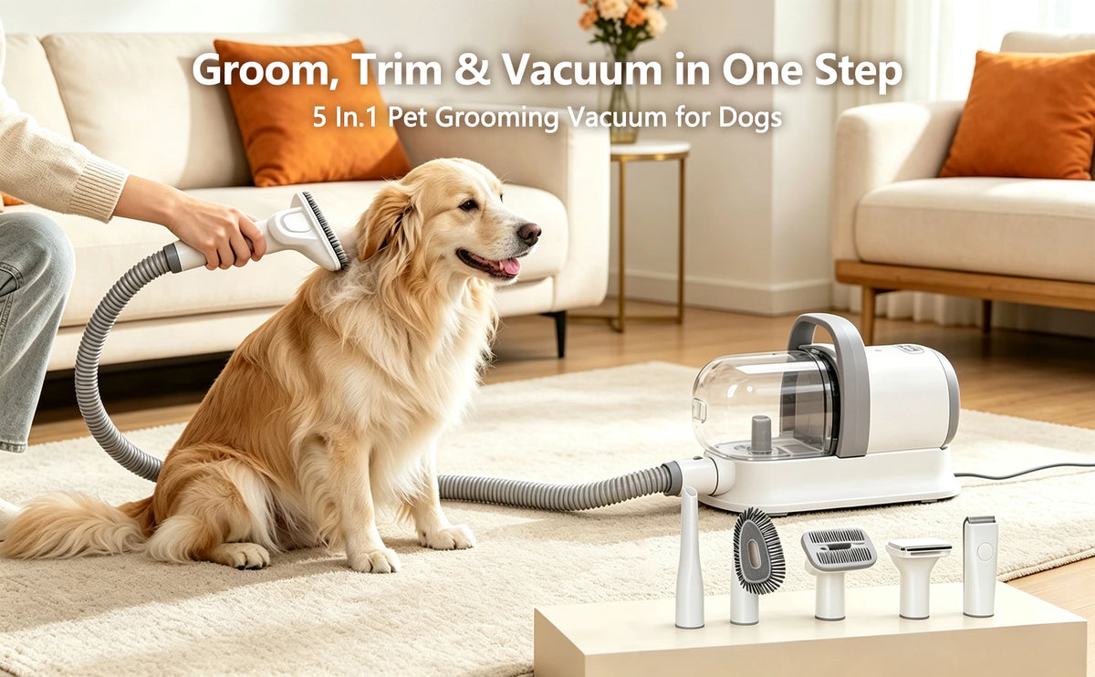 5-in-1 Pet Grooming Vacuum Kit | UK Plug Available | 2L | 3 Speeds | CE Certified