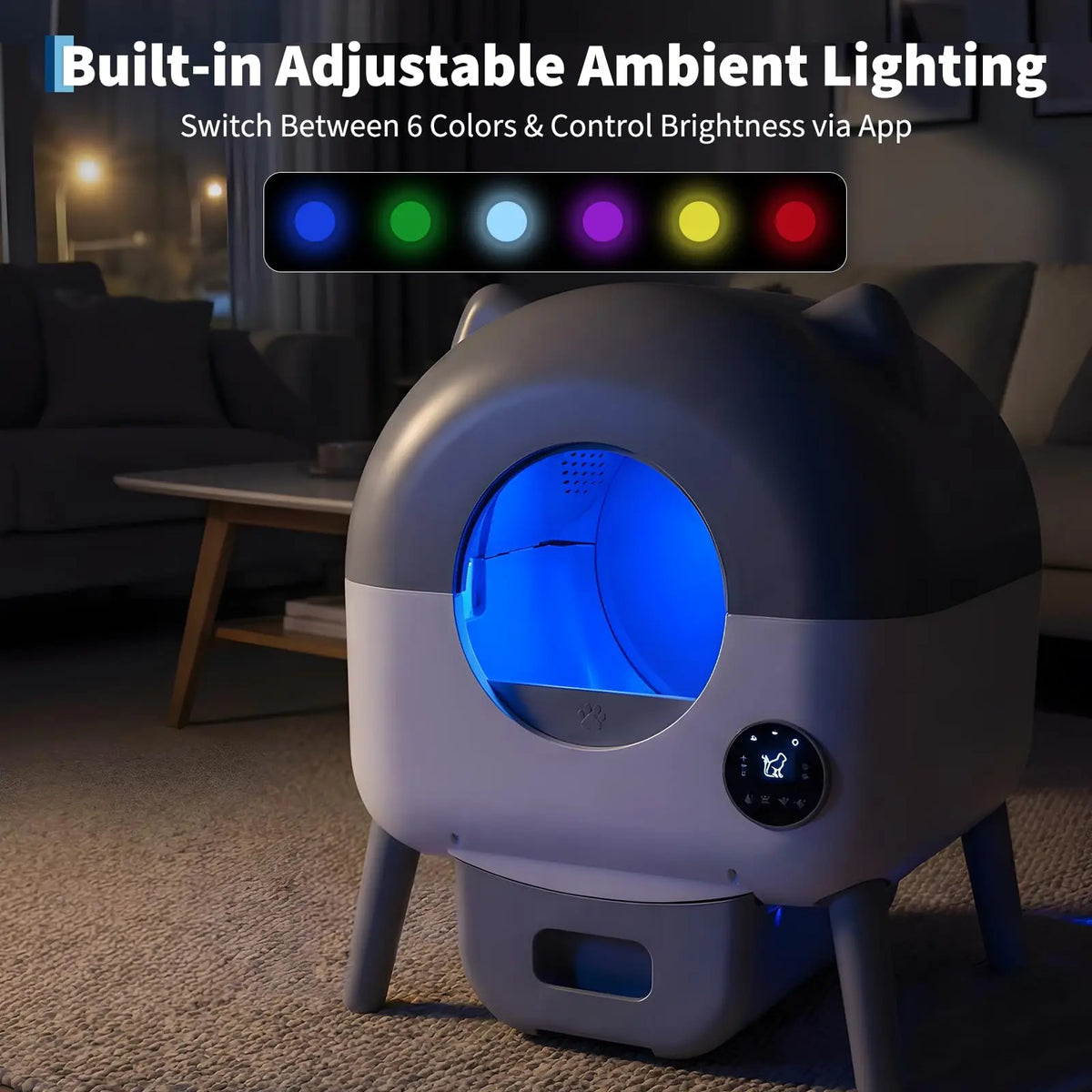 76L Self-Cleaning Cat Litter Box | 15-Day Waste Bin | ≤35dB Quiet | LED Night Light | App Control