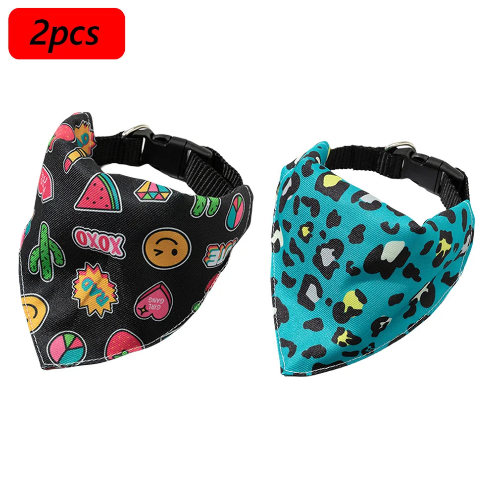 Cute Print Cat Dog Collar with Bandanas for Small Dogs Yorkshire Chihuahua Puppy Triangular Bandage Pet Accessories Supplies
