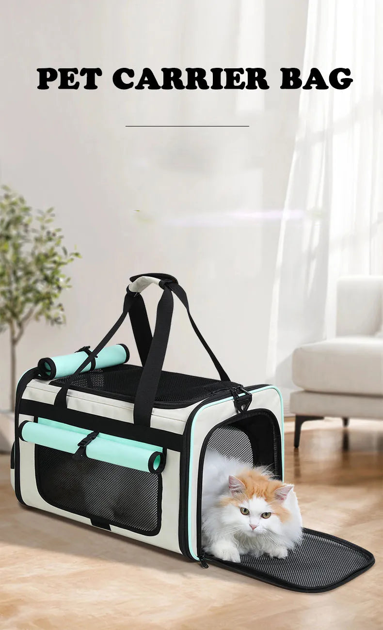 Airline Approved Collapsible Soft-Sided Pet Carrier — Travel Cat & Dog Carrying Case