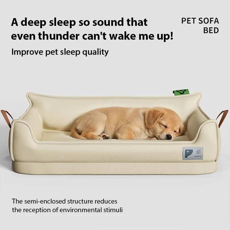 Orthopedic Leather Dog Sofa Bed — Waterproof, Washable & Non-Slip