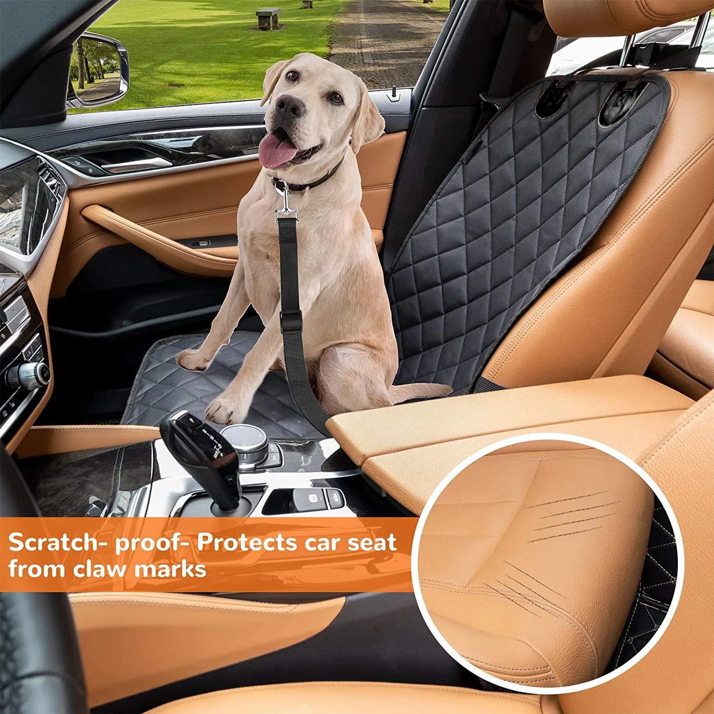 Waterproof Quilted Dog Front Seat Cover with Non-Slip Backing