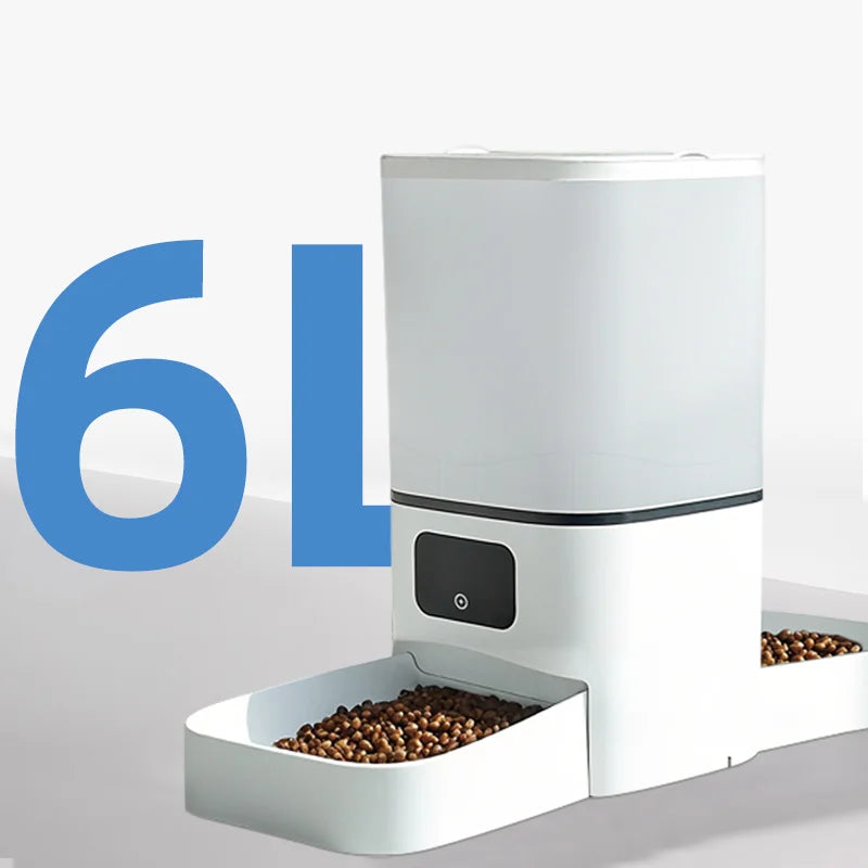 6L WiFi Automatic Pet Feeder — Dual Bowl Smart Food Dispenser for 2 Cats or Dogs